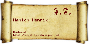 Hanich Henrik névjegykártya